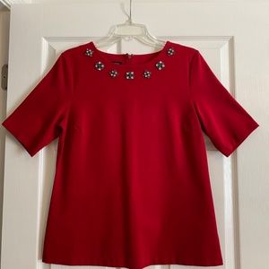 Talbots red ponte knit top